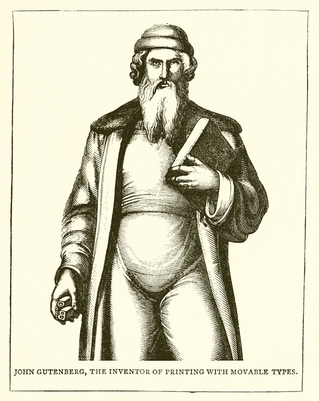 Johannes Gutenberg, de uitvinder van het drukken met losse letters door English School