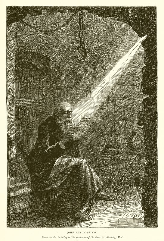 John Hus in de gevangenis door English School