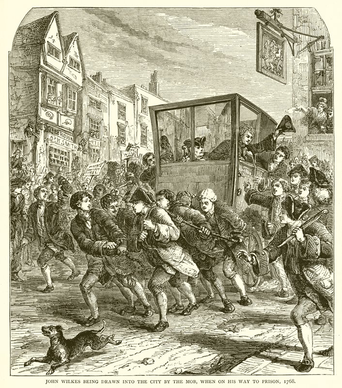 John Wilkes wordt door de Menigte de Stad in getrokken op Weg naar de Gevangenis, 1768 door English School