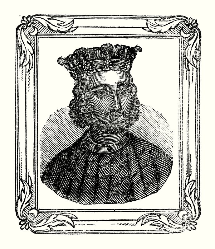 John werd geboren in 1167, gekroond in 1199 en stierf in 1216 door English School