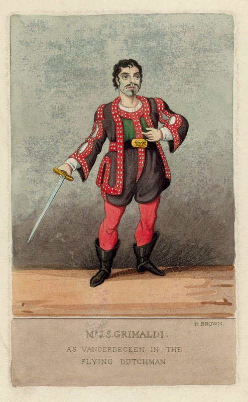 Joseph Grimaldi als Vanderdecken in De Vliegende Hollander door English School
