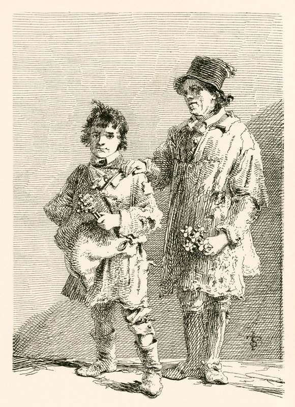 Joseph Thake en zijn zoon, die ratelpuzzels maakten door English School