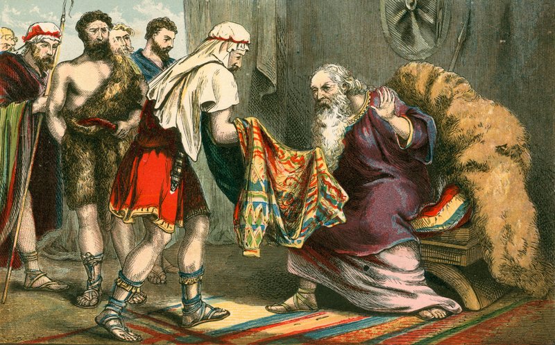 Jozefs veelkleurige jas gebracht naar zijn vader, Jakob door English School