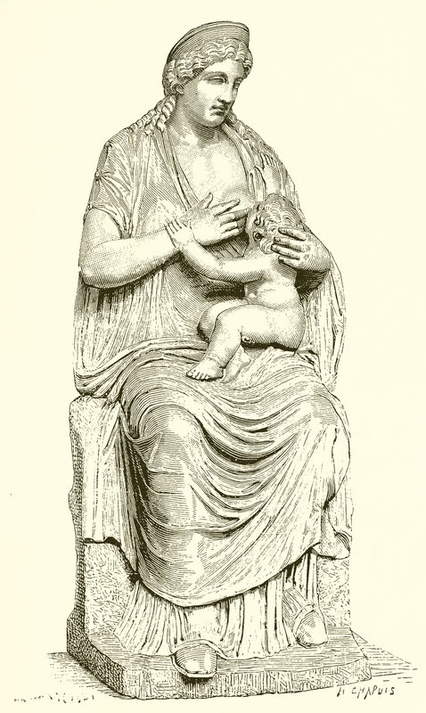 Juno die Hercules voedt (standbeeld in het Vaticaan) door English School