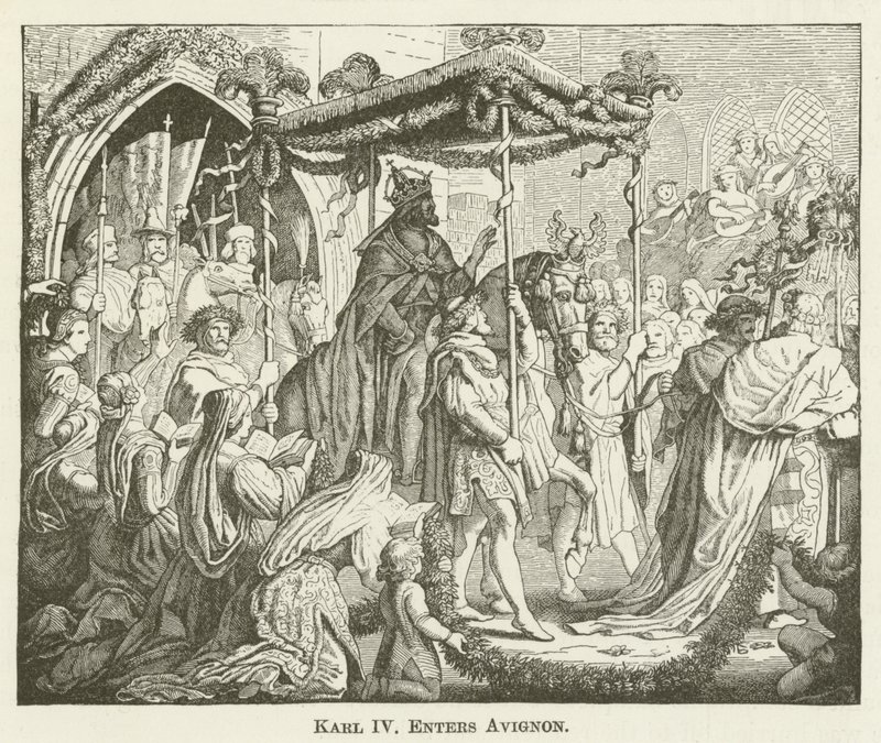 Karel IV betreedt Avignon door English School