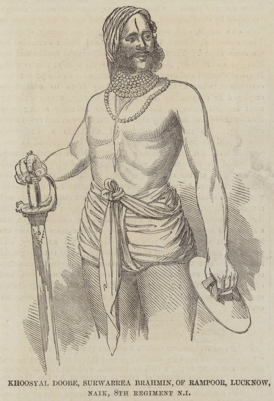 Khoosyal Doobe, Surwarrea Brahmin, van Rampoor, Lucknow, Naik, 8e Regiment Inheemse Infanterie door English School