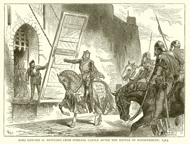 Koning Edward II afgewezen van Stirling Castle na de Slag bij Bannockburn, 1314 door English School