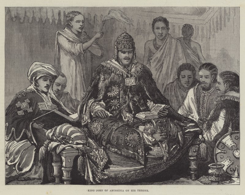 Koning John van Abyssinië op zijn Troon door English School