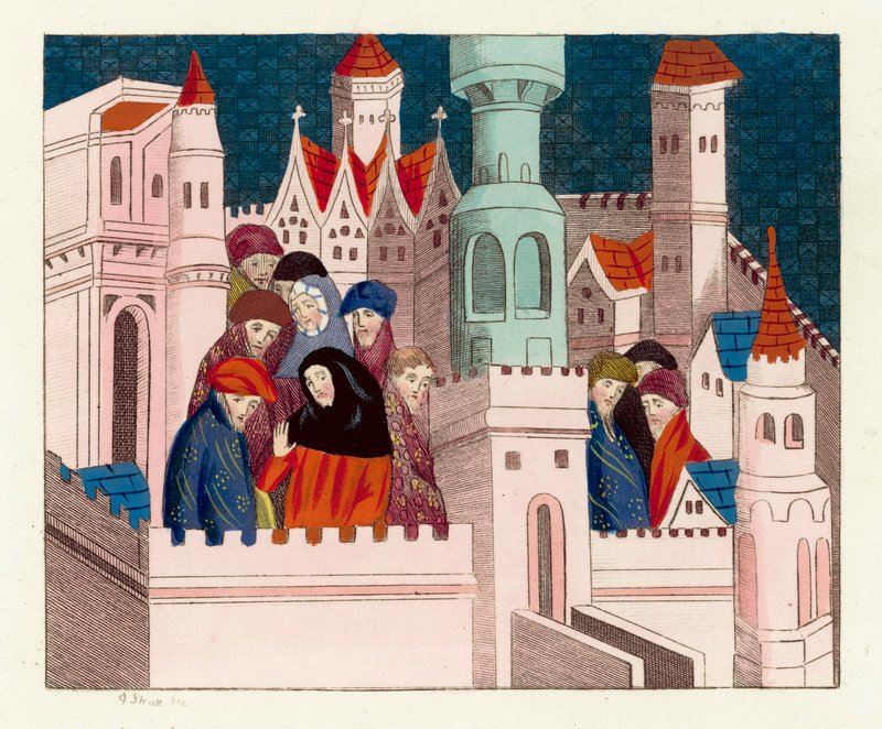 Koning Richard II met zijn vrienden in Conway door English School