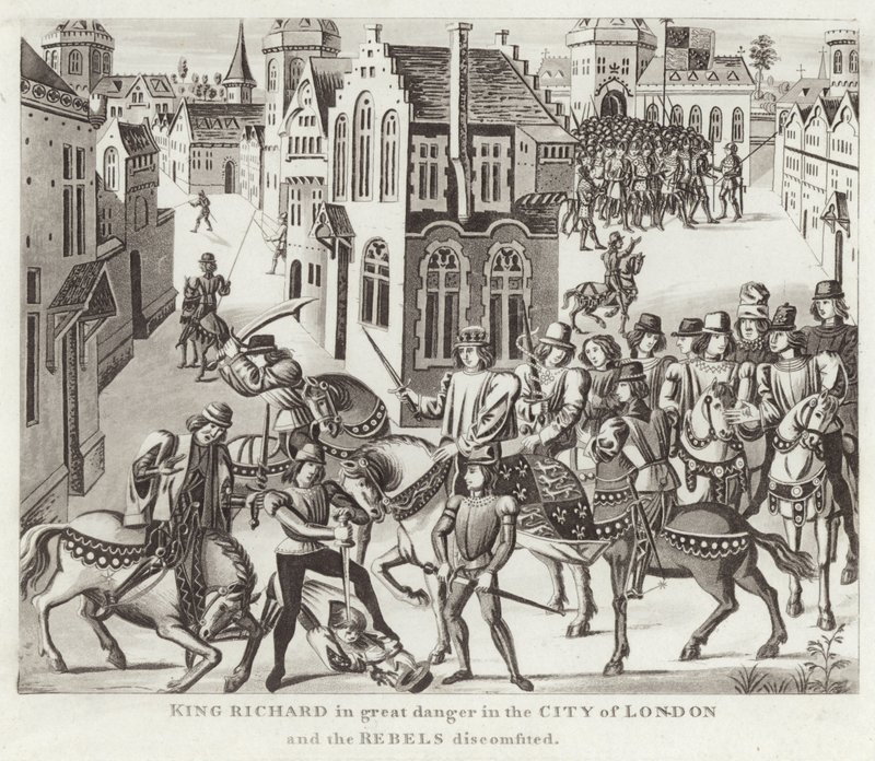 Koning Richard in Groot Gevaar in de Stad Londen en de Rebellen verslagen door English School