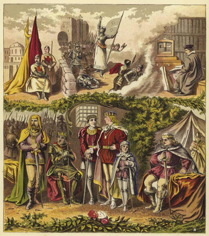 Koningen van het Huis Lancaster en York; Koning Hendrik IV, Koning Hendrik V, Koning Hendrik VI, Koning Eduard IV, Koning Eduard V, Koning Richard III door English School