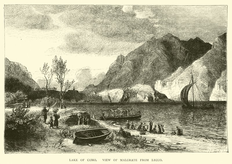 Meer van Como, uitzicht op Malgrate vanaf Lecco door English School