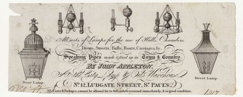 Lampmaker, handelskaart door English School