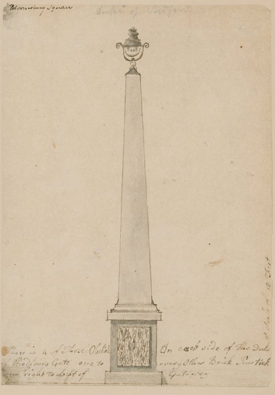 Lamp bij Bedford House, Londen, verwijderd in 1799 door English School