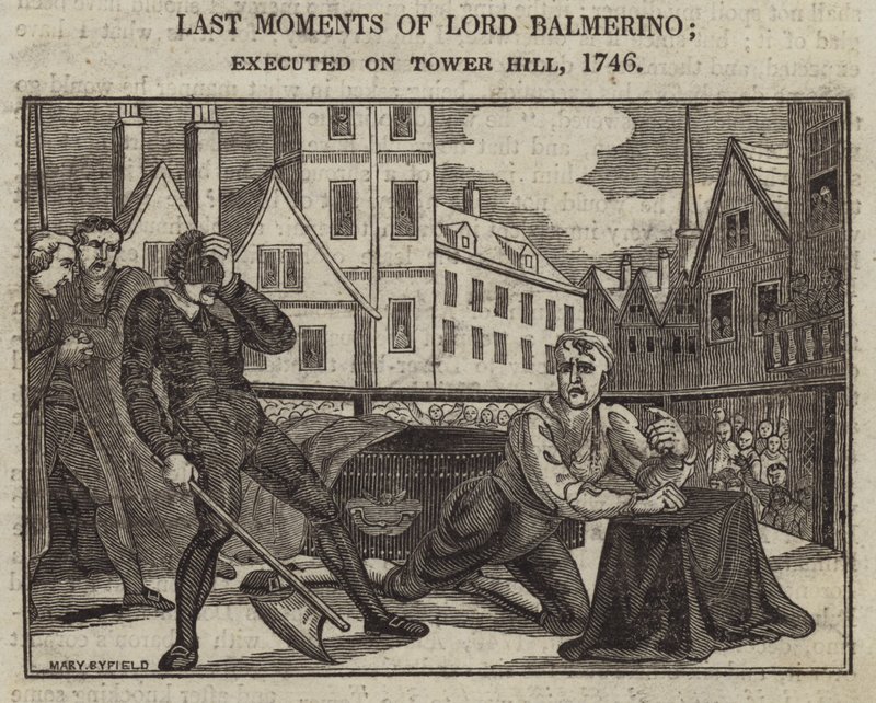 Laatste Momenten van Lord Balmerino; geëxecuteerd op Tower Hill door English School