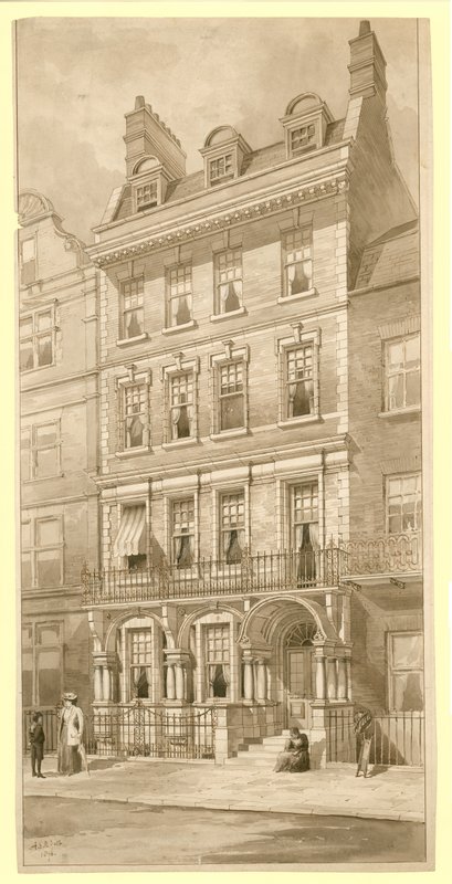 Laatste huis in de hoek van Bedford Square en Adeline Street, Londen door English School