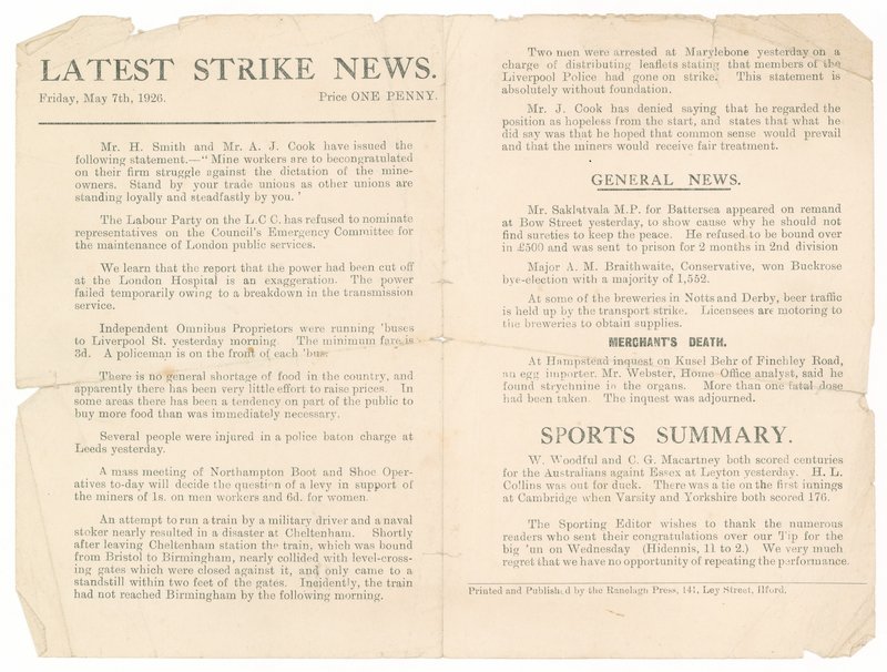 Laatste stakingsnieuws, 7 mei 1926 door English School