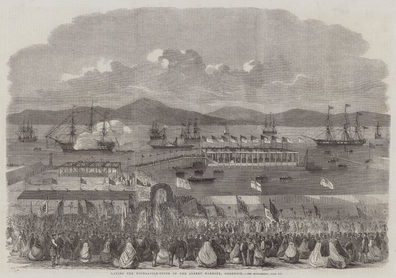 Het Leggen van de Eerste Steen van de Albert Haven, Greenock door English School