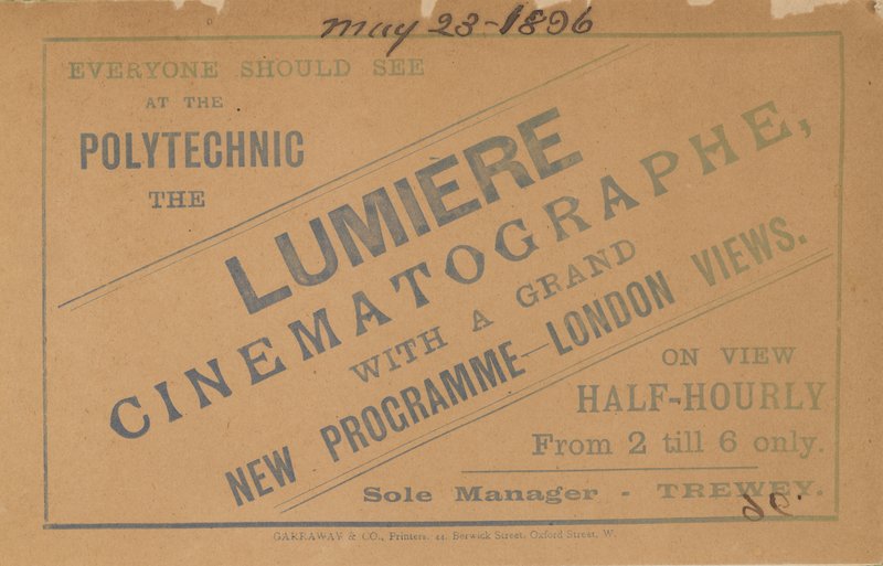 Folder die Lumiere Cinematograph adverteert door English School