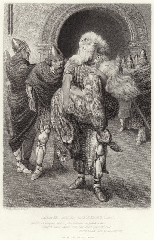 Lear en Cordelia, Koning Lear, Act V, Scene III door English School