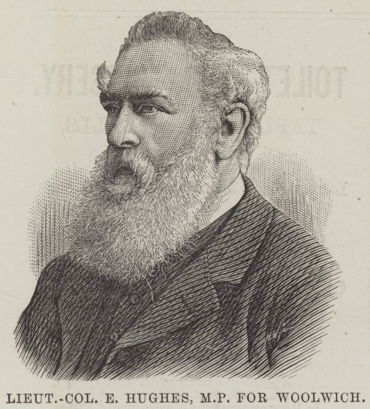 Luitenant-kolonel E Hughes, MP voor Woolwich (gravure) door English School