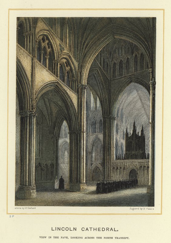 Lincoln Kathedraal, schip, kijkend naar het noord transept door English School