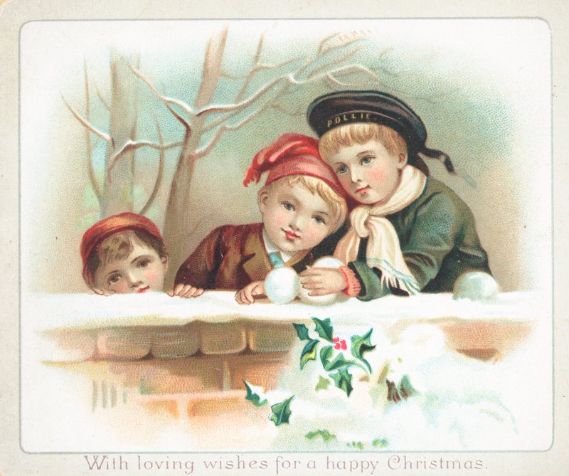 Sneeuwballen op de muur leggen, kerstkaart door English School
