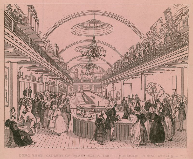 Lange Kamer, Galerij van Praktische Wetenschap, Adelaide Street, Strand, Londen door English School