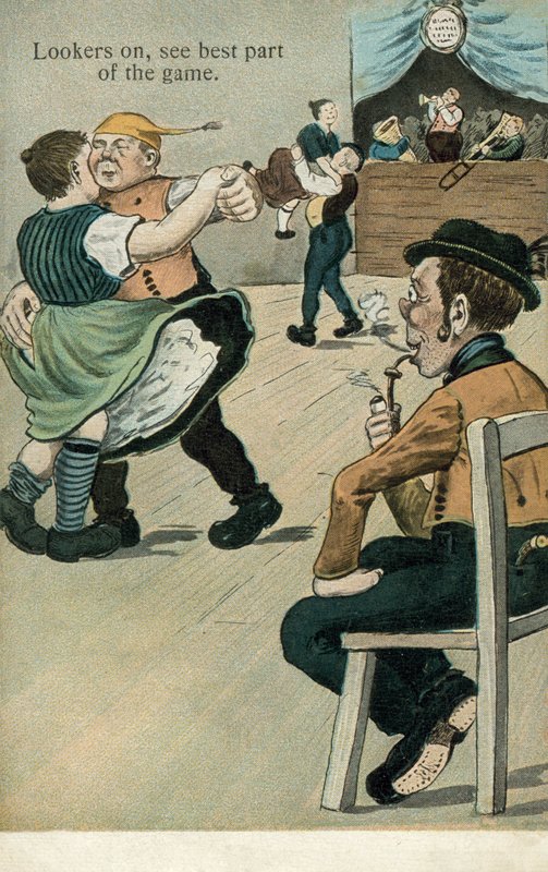 Kijkers op, zien beste deel van het spel (kleurenlitho) door English School