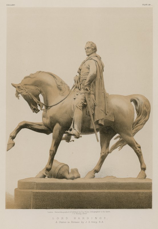 Lord Hardinge, een standbeeld in brons door J H Foley, R A (chromolitho) door English School
