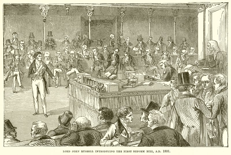 Lord John Russell Introduceert de Eerste Hervormingswet, A.D. 1831 door English School