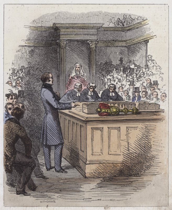Lord John Russell in het Lagerhuis door English School