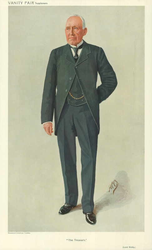 Lord Welby, De Schatkist, 10 maart 1910, Vanity Fair cartoon door English School