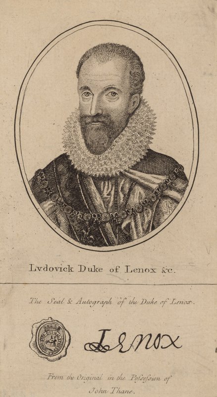 Ludovick Hertog van Lenox; portret en handtekening door English School