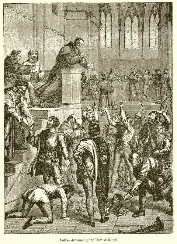 Luther die het Romeinse ritueel veroordeelt door English School