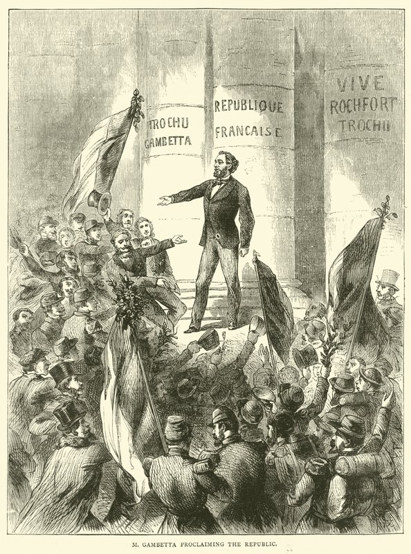 M Gambetta roept de Republiek uit, september 1870 door English School