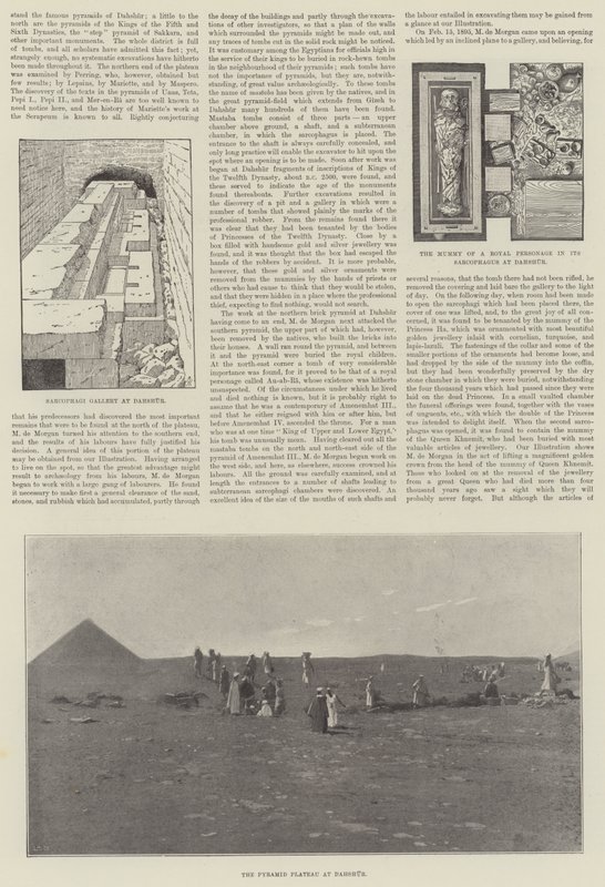 Ontdekkingen van M de Morgan in Dahshur (gravure) door English School