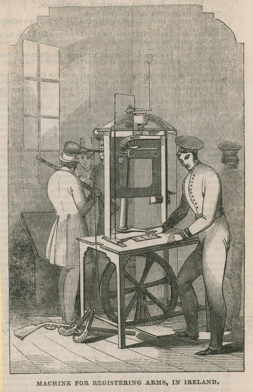 Machine voor het registreren van wapens in Ierland door English School