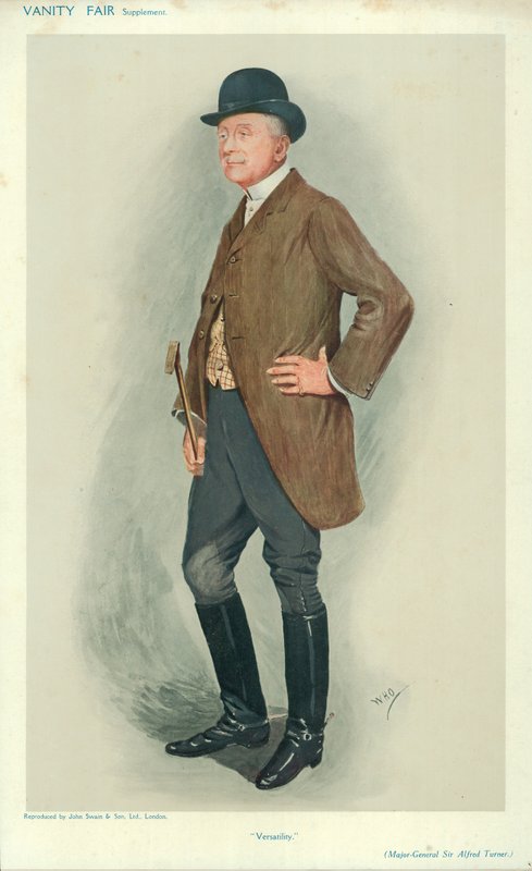 Generaal-majoor Sir Alfred Turner, Veelzijdigheid, 8 juni 1910, Vanity Fair cartoon door English School