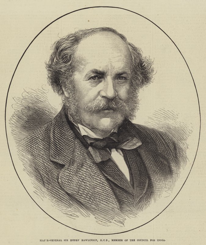 Luitenant-generaal Sir Henry Rawlinson, KCB, lid van de Raad voor India (gravure) door English School