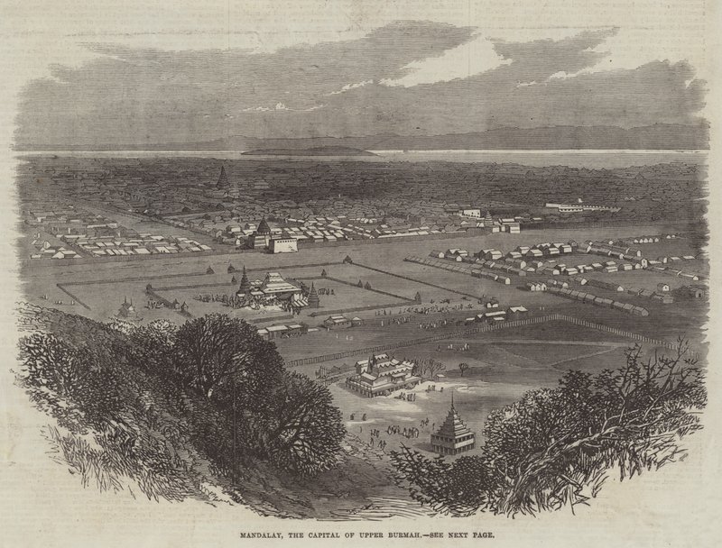 Mandalay, de hoofdstad van Boven-Birma (gravure) door English School