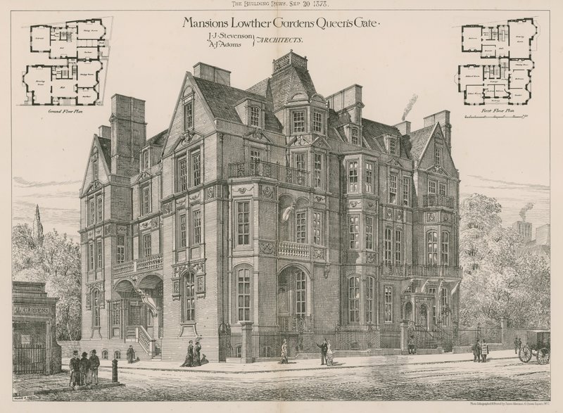 Mansions Lowther Gardens, Queens Gate, Kensington door English School