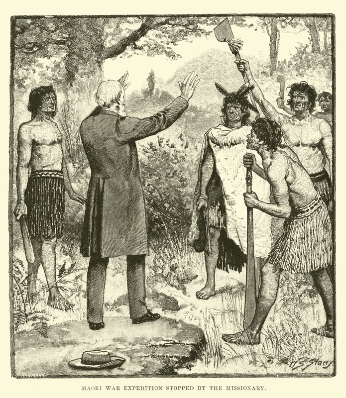 Maori oorlogsexpeditie gestopt door de missionaris door English School