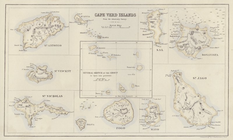 Kaart: Kaapverdische Eilanden, van de Admiralty Survey door English School