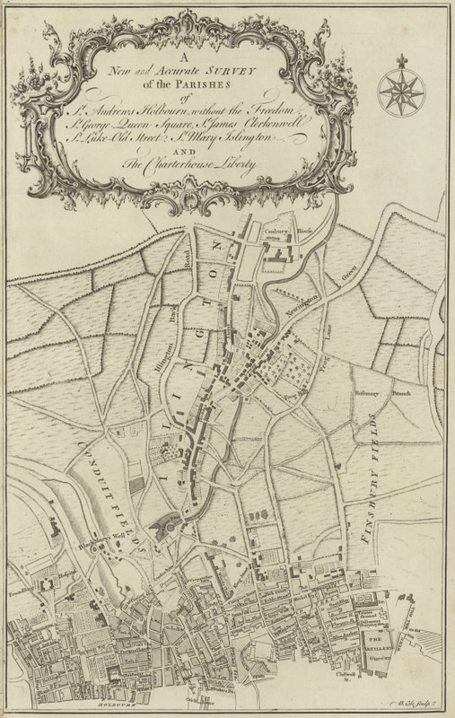 Kaart van Islington, Clerkenwell, Holborn en Finsbury door English School