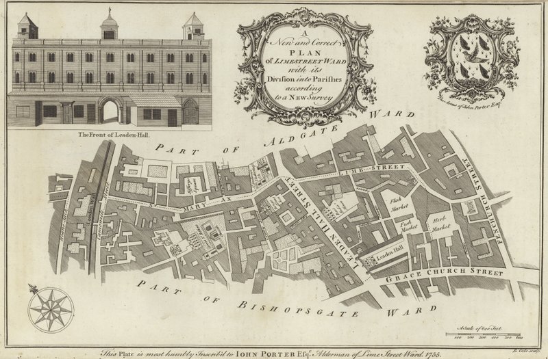 Kaart van Lime Street Ward, Londen door English School
