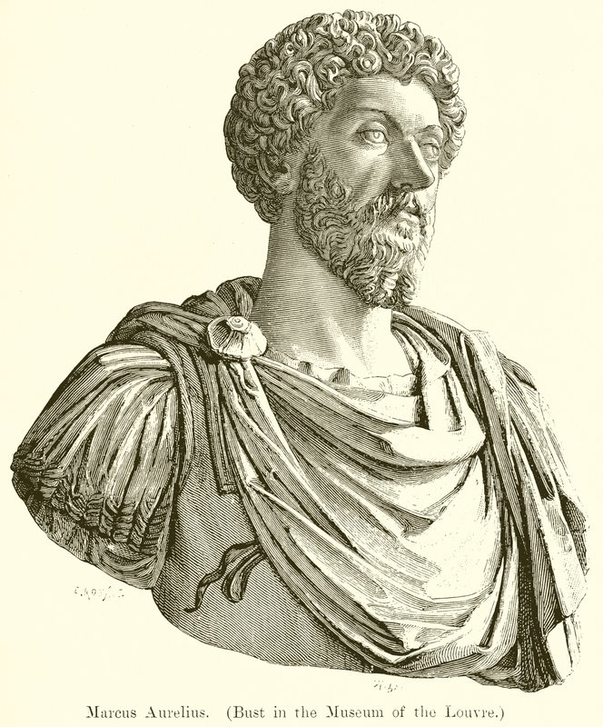 Marcus Aurelius. (Buste in het Louvre Museum) door English School