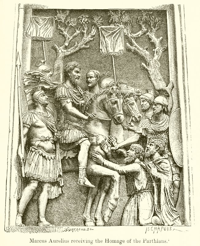 Marcus Aurelius ontvangt de hulde van de Parthen door English School