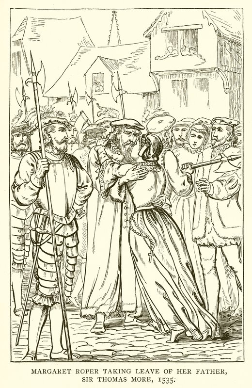 Margaret Roper neemt afscheid van haar vader, Sir Thomas More, 1535 door English School