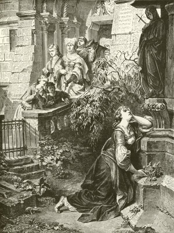 Margaretha voor de Mater Dolorosa (gravure) door English School